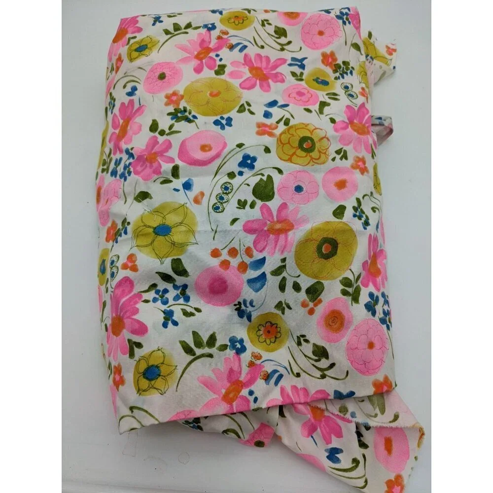 vtg M Lowenstein & Sons Fabric floral flower 70's cottage 44 x 4.5 yards pink fl